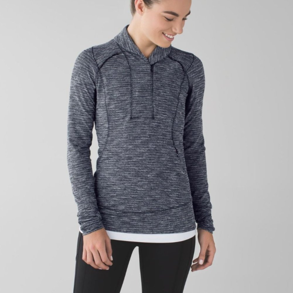 LULULEMON Think Fast Pullover in Coco Pique Black/Black Sz 8